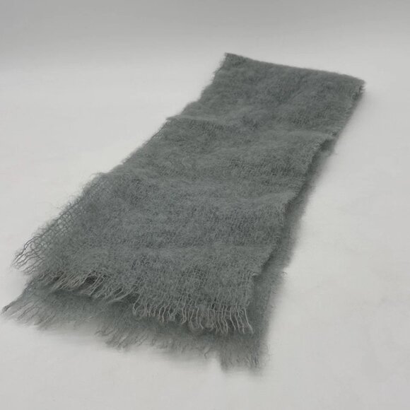 Vintage Montrose Mohair Scarf Solid Light Blue Short Made in Scotland - Picture 6 of 6